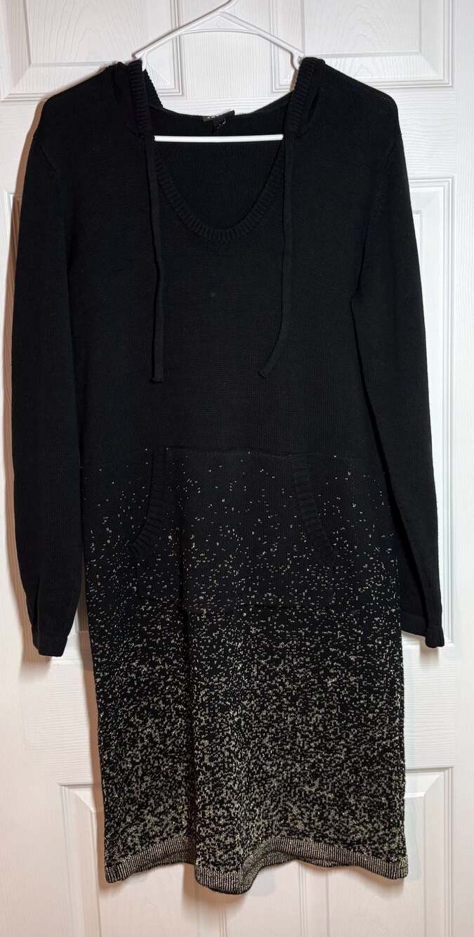 Torrid Black and Gold Ombre Knit Hoodie Sweater Dress Size 1